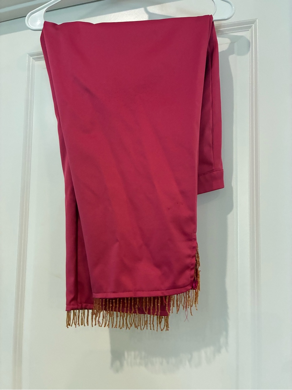 Vintage Fuchsia Capris with Gold Beaded Fringe Hem